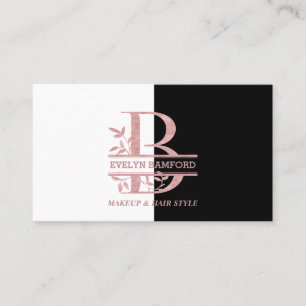 Elegante Rose Gold Split Custom Monogram Letter B Visitenkarte