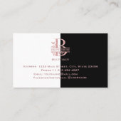 Elegante Rose Gold Split Custom Monogram Letter B Visitenkarte (Rückseite)