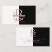 Elegante Rose Gold Split Custom Monogram Letter B Visitenkarte (Vorne/Hinten)