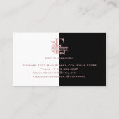 Elegante Rose Gold Split Custom Monogram Letter E Visitenkarte (Rückseite)