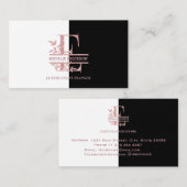 Elegante Rose Gold Split Custom Monogram Letter E Visitenkarte (Vorne/Hinten)