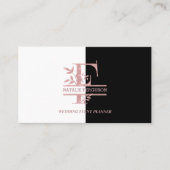Elegante Rose Gold Split Custom Monogram Letter F Visitenkarte (Vorderseite)