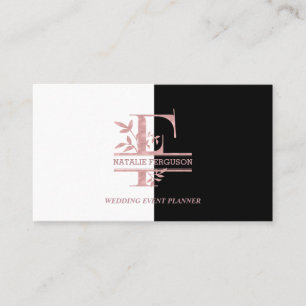 Elegante Rose Gold Split Custom Monogram Letter F Visitenkarte