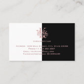 Elegante Rose Gold Split Custom Monogram Letter K Visitenkarte (Rückseite)
