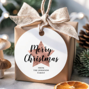 Elegante Rose Gold Star Weihnachten Geschenkanhänger