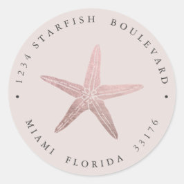 Elegante ROSE GOLD Starfish Rücksendeadresse Runder Aufkleber