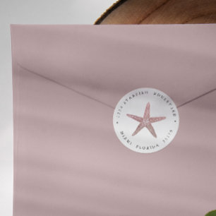 Elegante ROSE GOLD Starfish Rücksendeadresse Runder Aufkleber