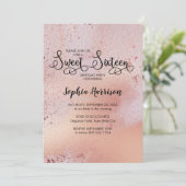 Elegante Rose Gold Sweet 16 Foto Einladung (Stehend Vorderseite)