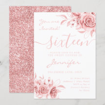 Elegante Rose Gold Sweet 16 Glitzer Blumenstrauß