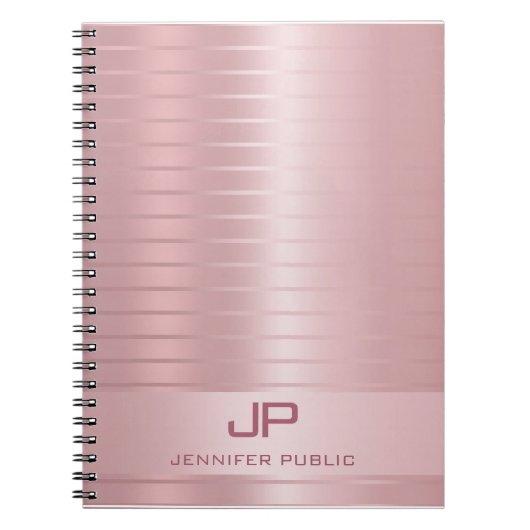 Elegante Rose Gold Template Monogram Trendy Modern Notizblock (Vorderseite)