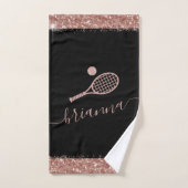 Elegante Rose Gold Tennis Rosa Glitzer Name Handtuch (Handtuch)
