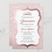 Elegante Rose Gold Tiara Quinceañera Einladung (Vorne/Hinten)