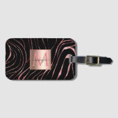 Elegante Rose Gold Tiger Streifen Schwarz Gepäckanhänger (Vorderseite (Horizontal))