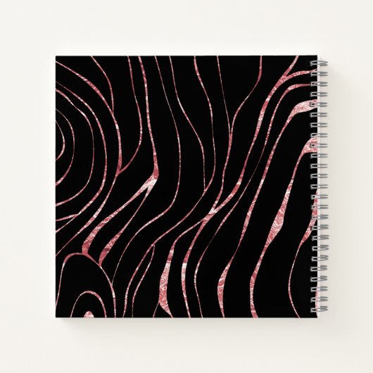 Elegante Rose Gold Tiger Streifen Schwarz Notizblock (Rückseite)