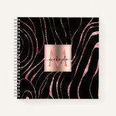 Elegante Rose Gold Tiger Streifen Schwarz Notizblock (Vorderseite)