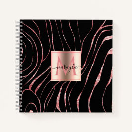 Elegante Rose Gold Tiger Streifen Schwarz Notizblock