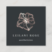 Elegante Rose Gold Tropical Hibiskus Blume Quadratische Visitenkarte (Vorderseite)