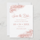 Elegante Rose Gold Tropical Palm Leaf Wedding Rett Save The Date (Vorderseite)