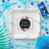 Elegante Rose Gold und Black Floral Paper Teller (Party)