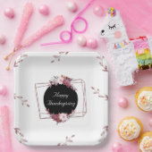 Elegante Rose Gold und Black Floral Paper Teller (Party)