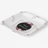 Elegante Rose Gold und Black Floral Paper Teller (Gewinkelt)