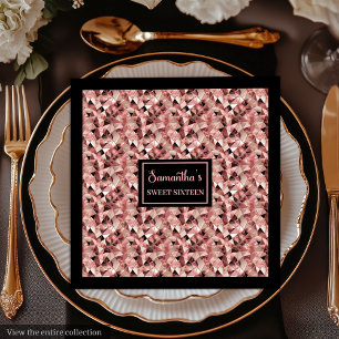 Elegante Rose Gold und Black Napkins Trendy Party Serviette