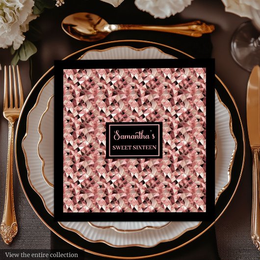 Elegante Rose Gold und Black Napkins Trendy Party Serviette