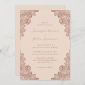 Elegante Rose Gold und Champagner Hochzeit Einladung (Vorne/Hinten)