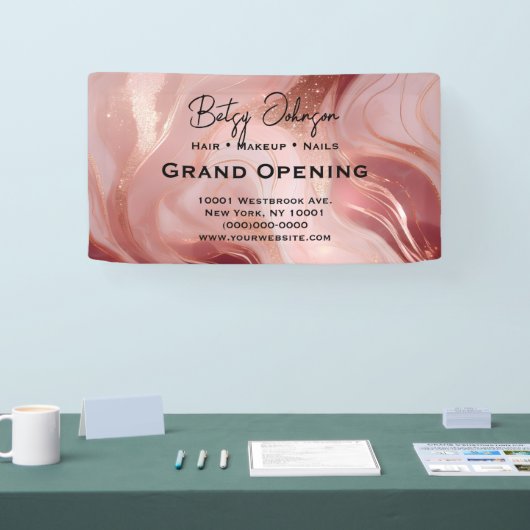 Elegante Rose Gold und Glitzer Business Sign Banner (Messe)