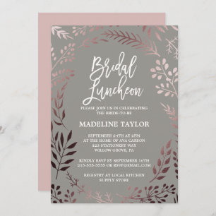 Elegante Rose Gold und Grau Bridal Luncheon Einladung