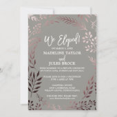Elegante Rose Gold und Grau Elopement Empfang Einladung (Vorderseite)