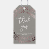 Elegante Rose Gold und Gray Brautparty Vielen Dank Geschenkanhänger (Rückseite)
