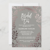Elegante Rose Gold und Gray Bridal Tea Party Einladung (Vorderseite)