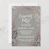 Elegante Rose Gold und Gray Engagement Party Einladung (Vorderseite)