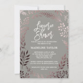 Elegante Rose Gold und Gray Lingerie Dusche Einladung (Vorderseite)