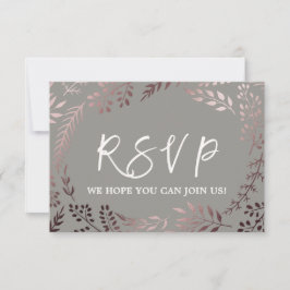 Elegante Rose Gold und Gray Menü RSVP Card
