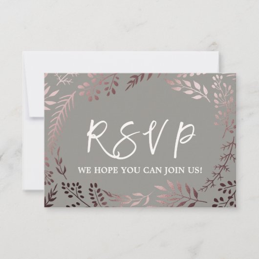 Elegante Rose Gold und Gray Song Request RSVP Card (Vorderseite)