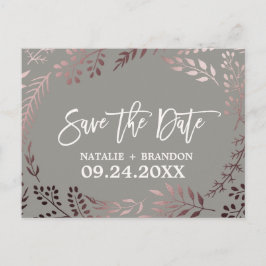 Elegante Rose Gold und Gray Wedding Save the Date Ankündigungspostkarte