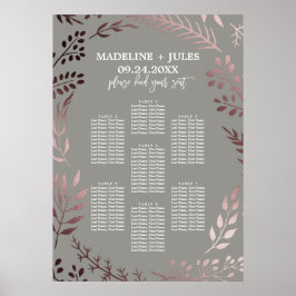 Elegante Rose Gold und Gray Wedding Seating Chart Poster