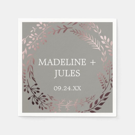 Elegante Rose Gold und Gray Wedding Serviette (Vorderseite)