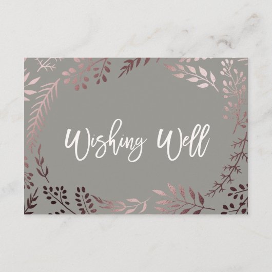 Elegante Rose Gold und Gray Wedding wünschenswert  Begleitkarte (Rückseite)