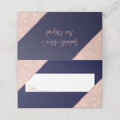 Elegante Rose Gold und Marine Bat Mitzvah Platzkarte (Außenseite Aufgefaltet)