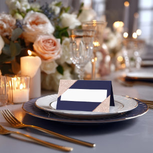 Elegante Rose Gold und Marine Bat Mitzvah Platzkarte