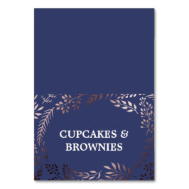 Elegante Rose Gold- und Navy Food Zelt Cards Tischnummer