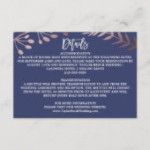 Elegante Rose Gold und Navy Wedding Details Card Begleitkarte (Vorderseite)