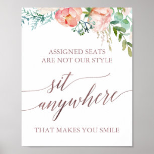 Elegante Rose Gold und Peony Sit Anywhere Signatur Poster
