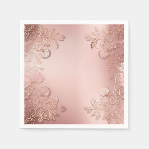 Elegante Rose Gold und Rosa Blüten Serviette