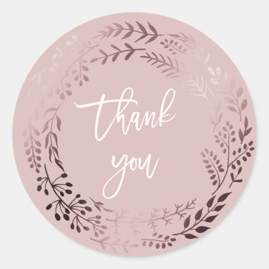 Elegante Rose Gold und Rosa Danke Gastgeschenk Hoc Runder Aufkleber (Vorderseite)