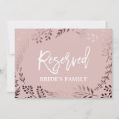 Elegante Rose Gold und Rosa Hochzeit "Reserviert" (Vorderseite)