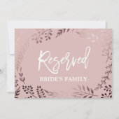 Elegante Rose Gold und Rosa Hochzeit "Reserviert" (Rückseite)